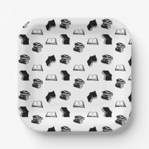 Assiettes En Carton Motif de livre bibliophile moderne