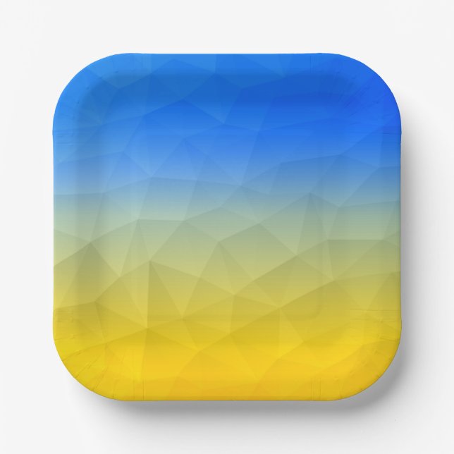 Assiettes En Carton Motif de maillage géométrique bleu jaune Ukraine (Recto)