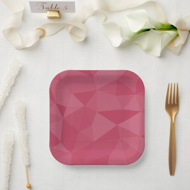 Assiettes En Carton motif de maillage géométrique rose rose (Mariage)