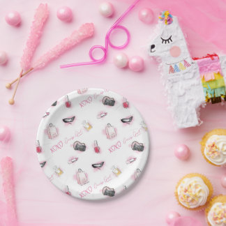 Assiettes En Carton Motif de maquillage pour filles Gossip