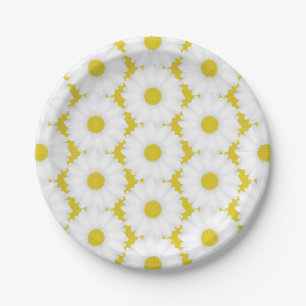 Assiettes En Carton Motif de marguerite Super jaune pour Baby shower