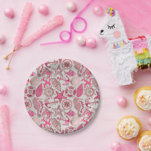 Assiettes En Carton Motif de mer rose