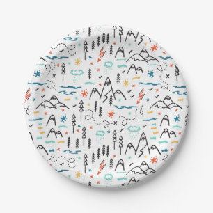 Assiettes En Carton Motif de montagne