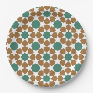 Assiettes En Carton Motif de Motif Brown géométrique arabe islamique