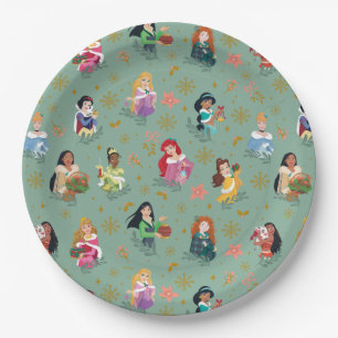 Assiettes En Carton Motif de Noël Disney Princess