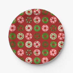 Assiettes En Carton Motif de Noël Donut Holiday