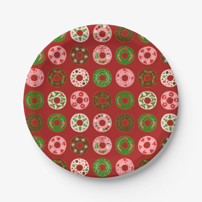 Assiettes En Carton Motif de Noël Donut Holiday (Devant)