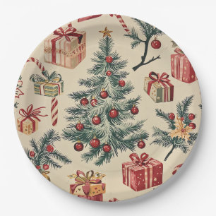 Assiettes En Carton Motif de Noël floral Poinsettia (2)