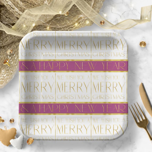 Assiettes En Carton Motif de Noël Magenta Gold#35 ID1009 (Créateur téléchargé)
