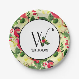 Assiettes En Carton Motif de Noël Monogramme initial W personnalisé