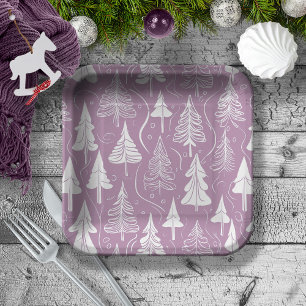 Assiettes En Carton Motif de Noël pourpre n° 6 ID1009