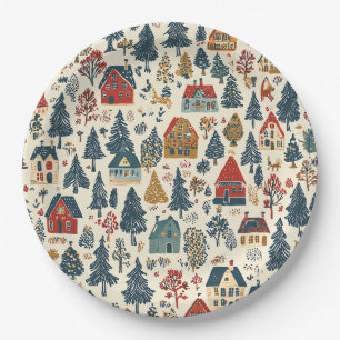 Assiettes En Carton Motif de Noël vintage Woodland (20)