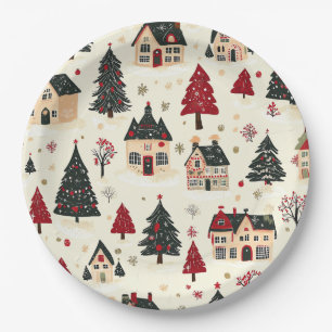 Assiettes En Carton Motif de Noël vintage Woodland (9)