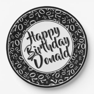Assiettes En Carton Motif de nombre aléatoire 70 noir et blanc