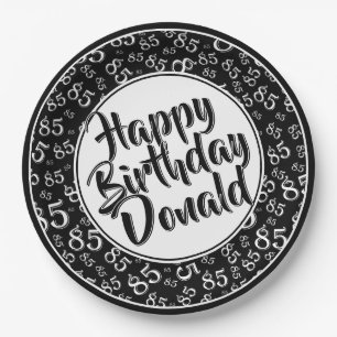 Assiettes En Carton Motif de nombre aléatoire 85 noir et blanc