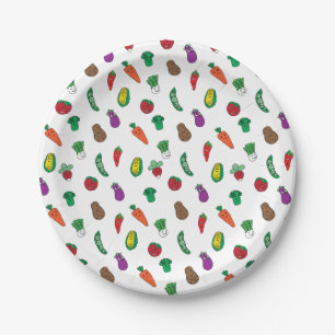 Assiettes En Carton Motif de nourriture végétale mignonne