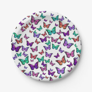 Assiettes En Carton Motif de papillons colorés