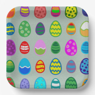 Assiettes En Carton Motif de Pâques coloré et magnifique d'oeufs