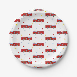 Assiettes En Carton Motif de partie de Firetruck de mod