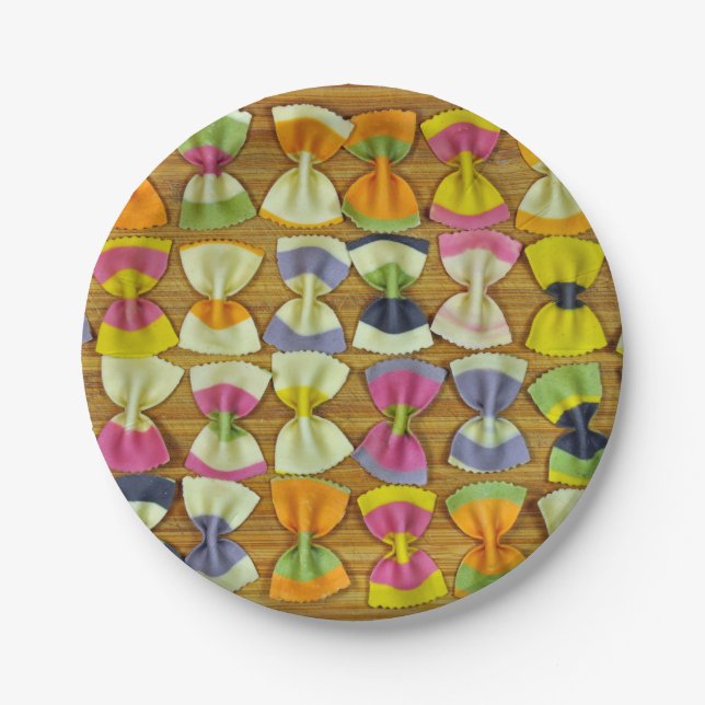 Assiettes En Carton Motif de pâtes Rainbow (Devant)