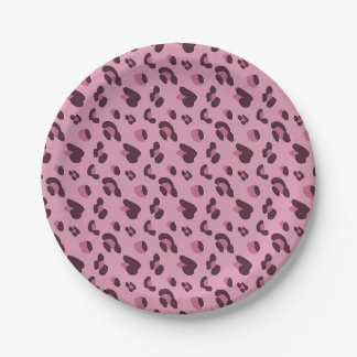 Assiettes En Carton Motif de peau de léopard rose