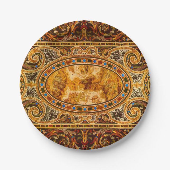 Assiettes En Carton Motif de pierres gemmes italiennes d'antiquité (Devant)