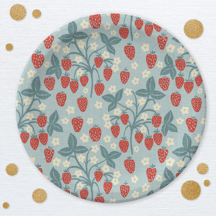 Assiettes En Carton Motif de plante de fraise vintage