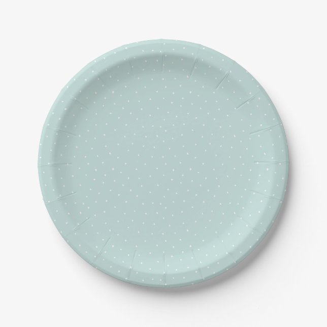 Assiettes En Carton Motif de points modernes blancs et bleu Aqua (Devant)