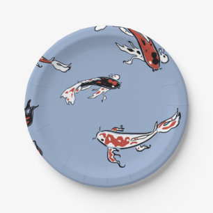 Assiettes En Carton Motif de poisson Koi Carp