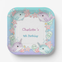 Motif de poisson narval mignon aquarelle sous la m
