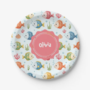 Assiettes En Carton Motif de poissons tropicaux ludiques