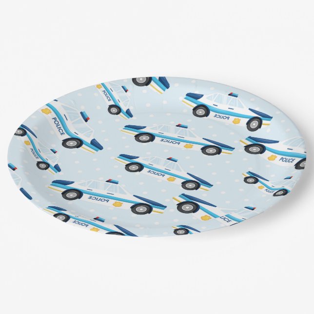 Assiettes En Carton Motif de police (Angle)