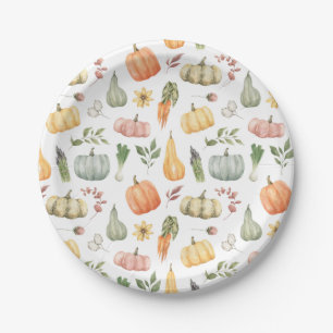 Assiettes En Carton Motif de récolte d'automne Watercolor