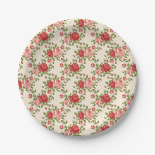 Assiettes En Carton Motif de roses shabby chic vintage