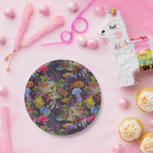 Assiettes En Carton Motif de Sea Life Grunge