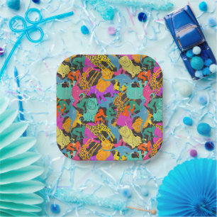 Assiettes En Carton Motif de silhouettes animales rétro