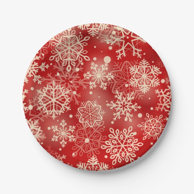 Assiettes En Carton Motif de snowflakes (Devant)