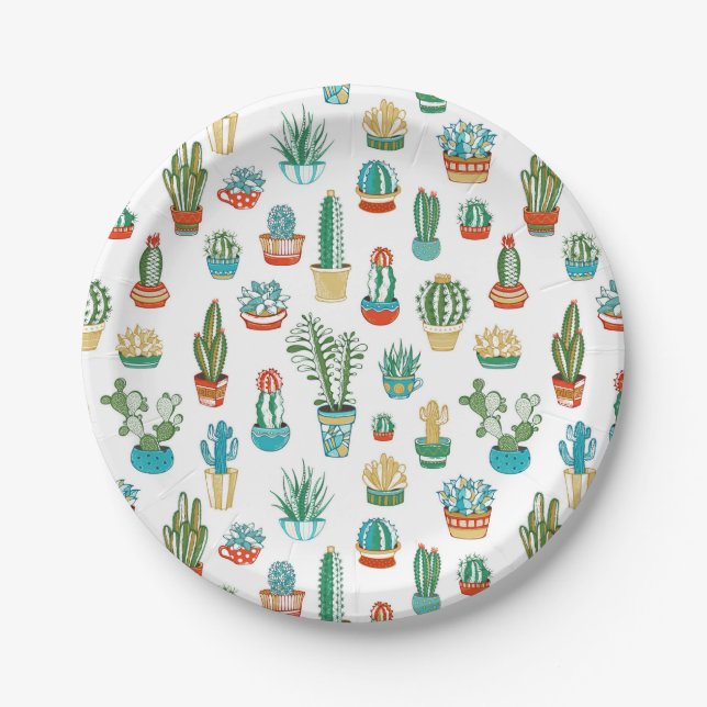 Assiettes En Carton Motif de Succulents (Devant)