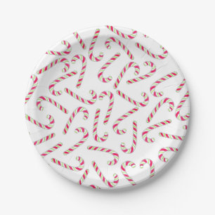 Assiettes En Carton Motif de sucre de canne de Noël