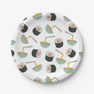 Assiettes En Carton Motif de sushis et nouilles
