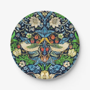 Assiettes En Carton Motif de tapisserie d'oiseau et de fleur de