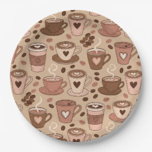 Assiettes En Carton Motif de tasse à café cosy (1)