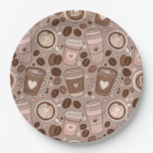 Assiettes En Carton Motif de tasse à café cosy (6)