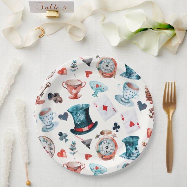 Assiettes En Carton Motif de thé dansant dans un monde fantaisiste (Mariage)