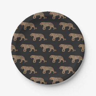 Assiettes En Carton Motif de tigre de Parties scintillant noir fashion