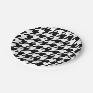 Assiettes En Carton Motif de tissage de la dent noire rétro