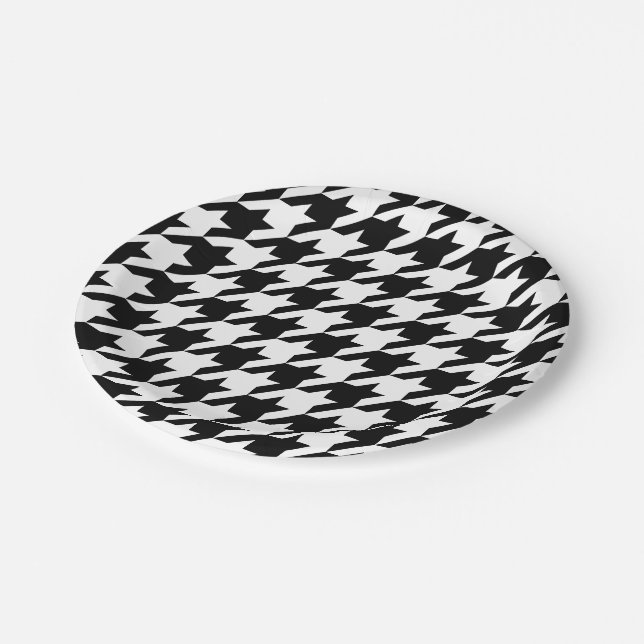 Assiettes En Carton Motif de tissage de la dent noire rétro (Angle)