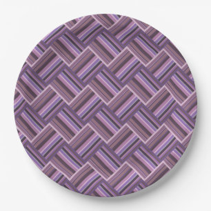 Assiettes En Carton Motif de tissage diagonale rayures mauve