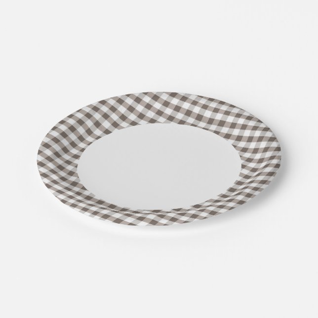 Assiettes En Carton Motif de tissu de table Brown (Angle)