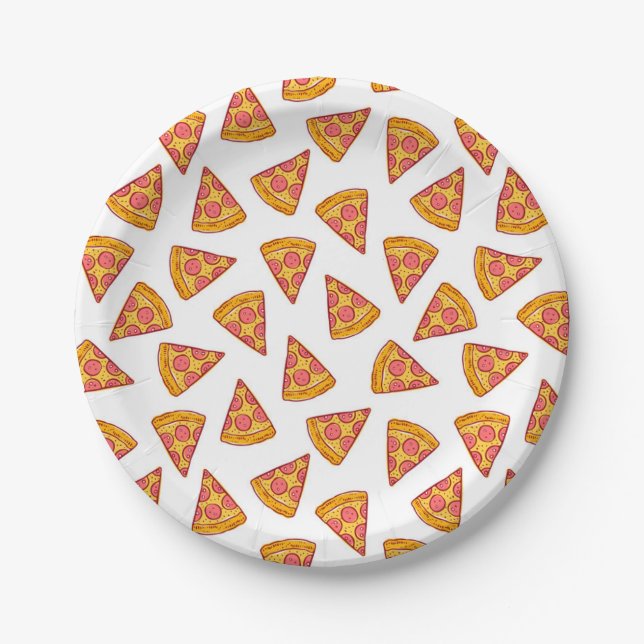 Assiettes En Carton Motif de tranche Pizza Fun (Devant)